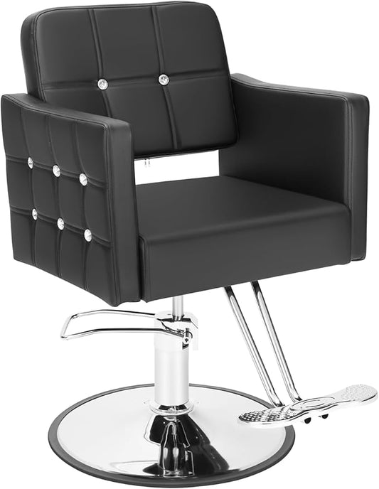 Professional Salon Chair for Hair Stylist, 350 Lbs Heavy Duty Hydraulic Pump, 360° Swivel Styling Chair with Adjustable Height, Barber Chair for Barber Shop, Spa, Tattoo Studio, Basic Black