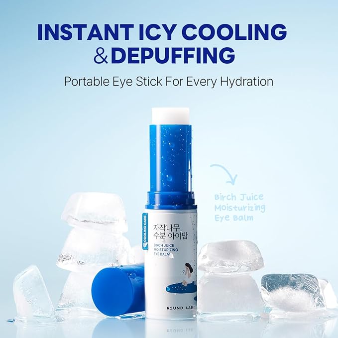 ROUND LAB Birch Juice Moisturizing Glow Eye Balm Stick + Birch Juice Moisturizing Cleanser, Hydrating Multi Balm, soothing, Low pH, Gel Type Cleanser, Korean Skincare