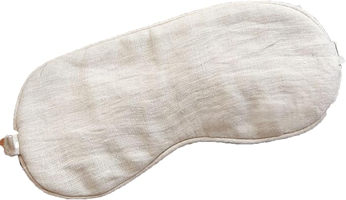 100% Pure Linen Sleep Mask Blackout Eye Mask for Sleeping, Eye Cover with Adjustable Strap - Organic Cotton Core Linen Eyes Mask Breathable for Travel - Gift for Women Men (raw Hemp Color)