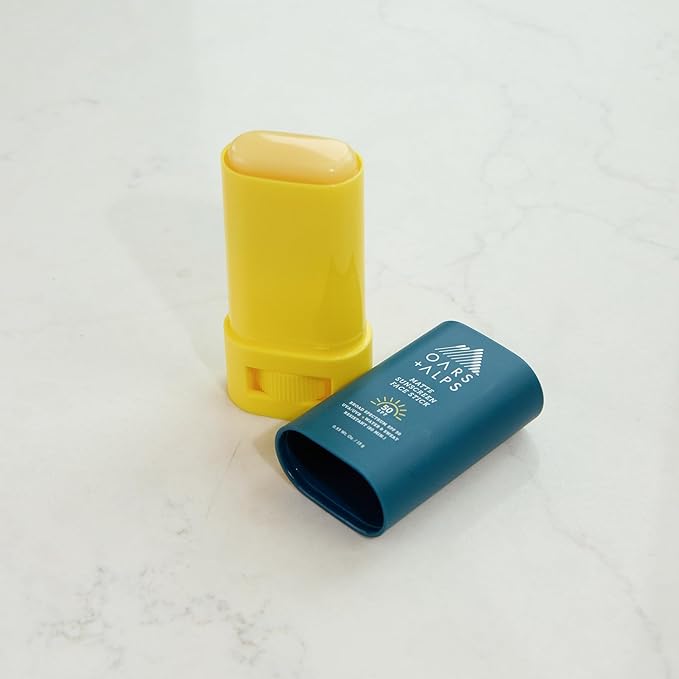 Oars + Alps Matte Face Sunscreen Stick, SPF 50 Travel Sunscreen Roll On for Face & Body, Fragrance Free, Water & Sweat Resistant Sunblock, All Skin Types, Dermatologist Tested, Moisturizing, 2pk