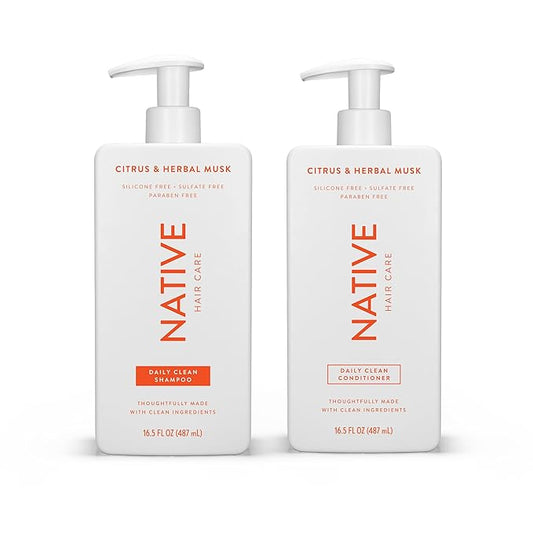 Native Shampoo and Conditioner contain Naturally Derived Ingredients | All Hair Types, Color & Treated, Fine to Dry Damaged | Sulfate & Dye Free | Citrus & Herbal Musk, 16.5 fl oz each (2 pack)