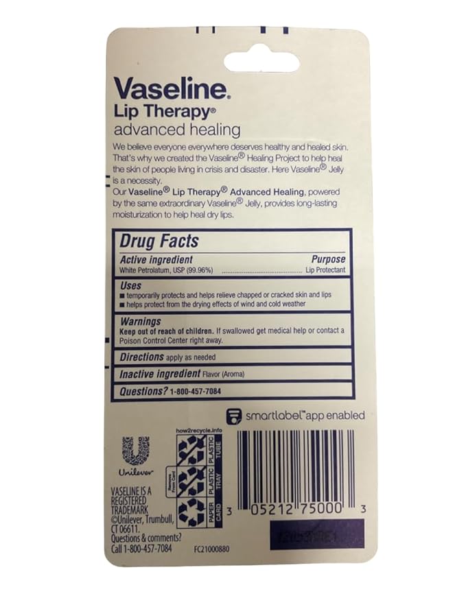 Vaseline Lip Therapy Petroleum Jelly Advanced - 0.35 oz Each/Pack of 3