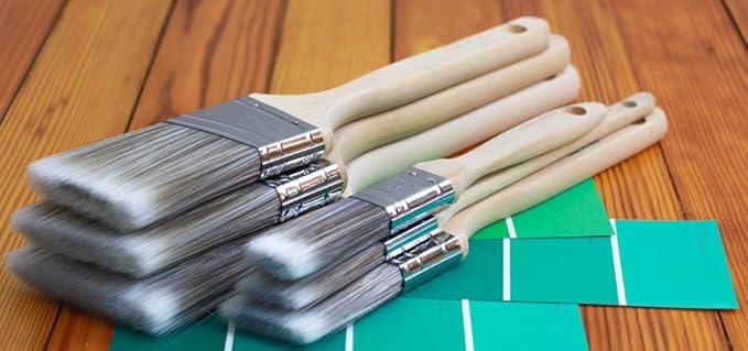 12PK 3 inch Flat Brush Premium Wall/Trim House Paint Brush Set for Professional Painter and Home Owners Painting Brushes for Cabinet Decks Fences Interior Exterior & Commercial Paintbrush.