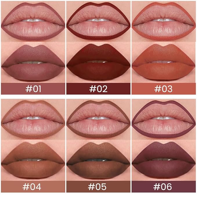 Kaely 6Pcs Retractable Lip Liner Pencils Set for Shaping & Sculpting Lips, Mauve Maroon Dark Red Orange Nude Chocolate Brown Plum Creamy Matte Velvet Pigmented Rich Lip Colors Liner Crayon Lipstick