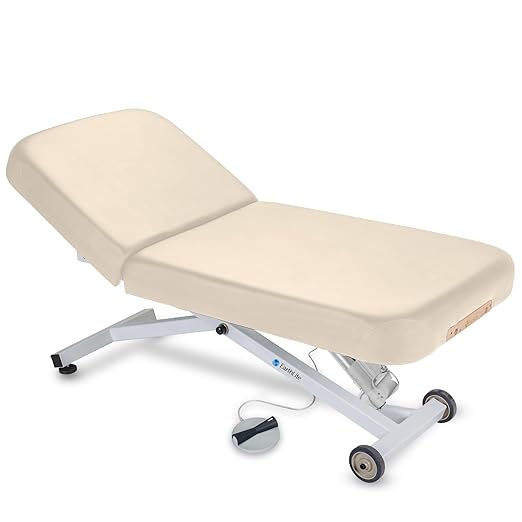 EarthLite Ellora Electric Lift Massage Table with Manual Tilt, Made in USA, 32" x 73, Vanilla Creme
