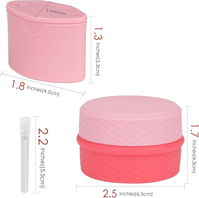 2 Pack Silicone Makeup Containers, Leak-Proof Travel Cosmetic Jars for Creams with Lid, Travel Essentials Accessories for Toiletries (Blue, Pink)