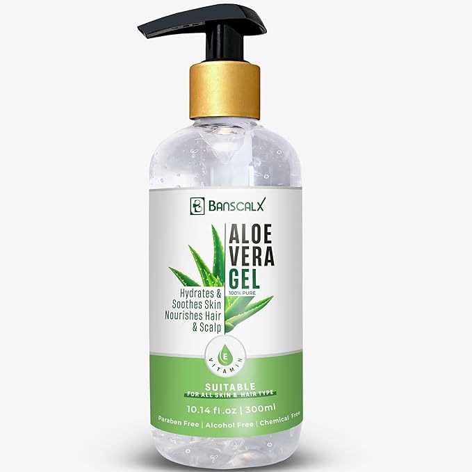 100% Pure Natural Aloe Vera Gel for Moisturizing Face Skin & Hair – Soothing After Sun Exposure, Dry & Sensitive Skin, Non-Sticky (10.14 oz)