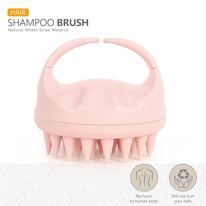 Sndyi Scalp Massager Shampoo Brush, Scalp Scrubber with Soft Silicone Bristles, Scalp Exfoliator for Dandruff Removal, Scalp Massager for Hair Growth, Wet Dry Hair Brush for Scalp Care, Pink