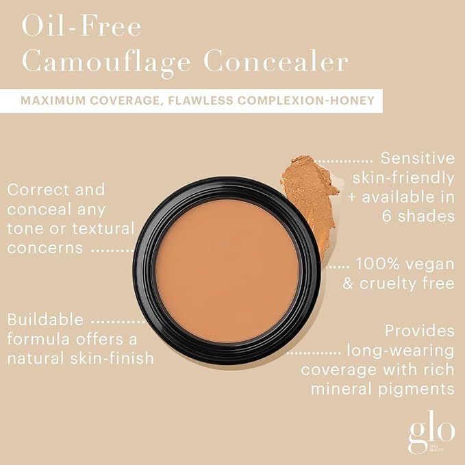 Glo Skin Beauty Oil-Free Camouflage Concealer - Correct and Conceal Imperfections, Blemishes & Dark Spots, Nourishing Makeup for a More Even Complexion (Honey)