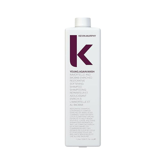 KEVIN.MURPHY YOUNG.AGAIN.WASH - Moisturising Shampoo - For Dry, Damaged & Brittle Hair - Hair Repair & Hydration - Amino Acids & Lotus Flower Extract - Sulphate & Paraben Free - 1 L / 33.8 fl oz