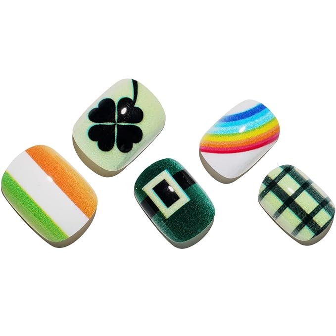 GLAMERMAID Extra Short Press on Nails 24PCS, Green Fall Gel Glue on Nails, Glossy Round Reusable UV Finish Fake Nails Acrylic False Nails Manicure Kits for Women