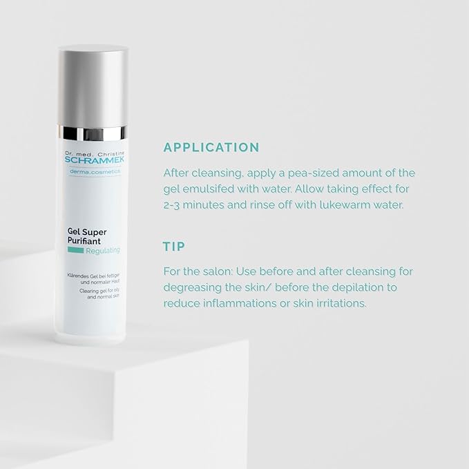 Gel Super Purifiant (1.7 fl oz) - Clearing Gel for Oily & Normal Skin - Moisturizing Effect - With Aloe Vera & Panthenol - No Parabens - Skin Care - Dr. Schrammek