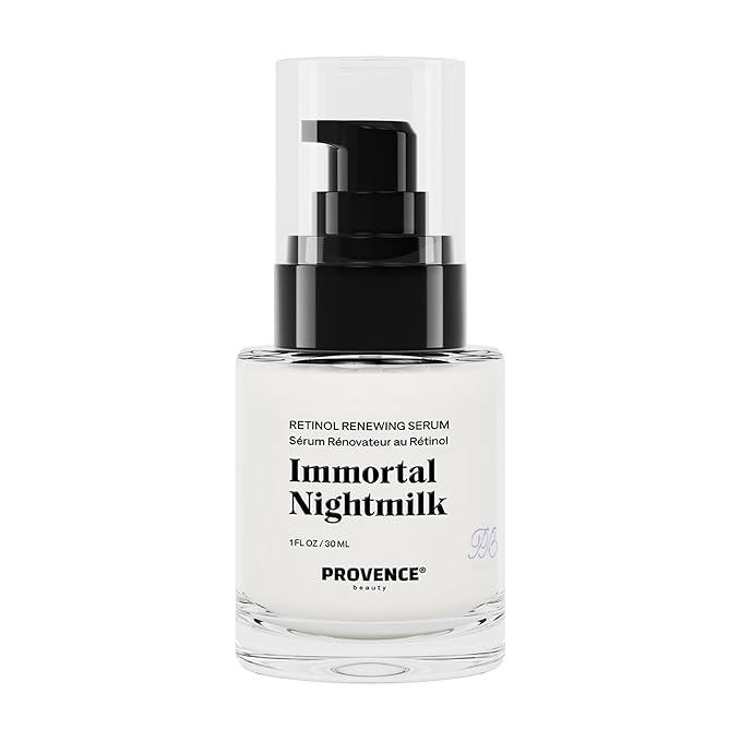 Provence Beauty Immortal Nightmilk Retinol Renewing Face Serum – A Gentle 0.5% Retinol with Niacinamide & P5 Peptide – Smooths Texture, Improves Tone & Firms Skin – 1 fl oz