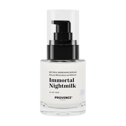Provence Beauty Immortal Nightmilk Retinol Renewing Face Serum – A Gentle 0.5% Retinol with Niacinamide & P5 Peptide – Smooths Texture, Improves Tone & Firms Skin – 1 fl oz