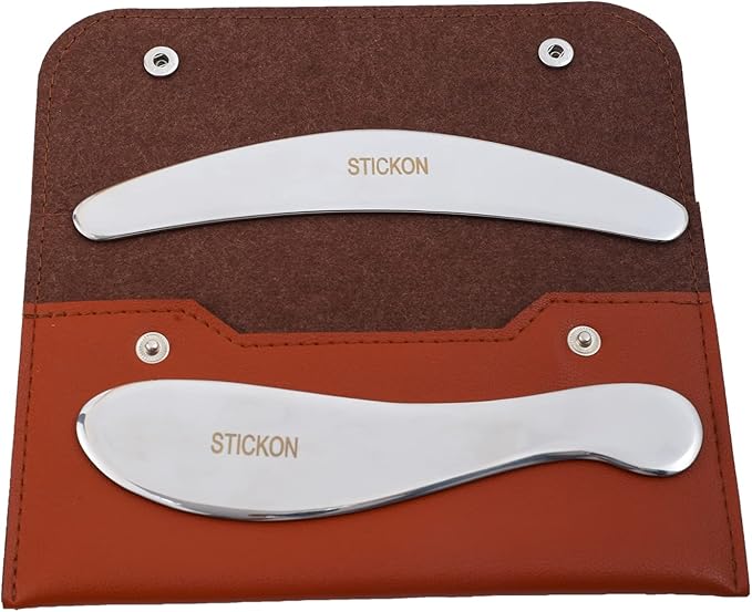 STICKON Stainless Steel Gua Sha 2 in 1 Scraping Massage Tools Scar Tissue Tool, Physical Therapy Tools IASTM Tools Soft Tissue Massage Tool, Guasha Tool for Body (STICKON-35)
