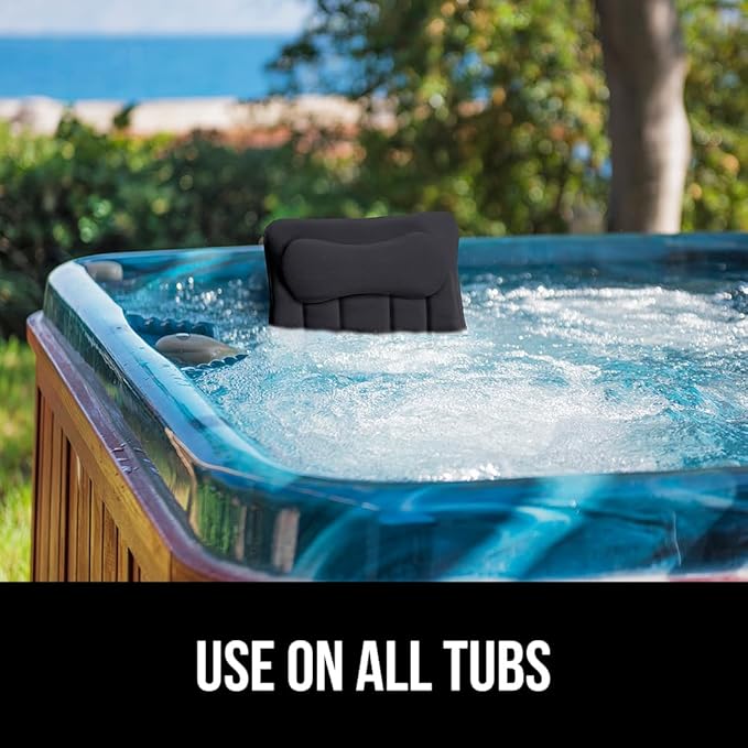 GORILLA GRIP Mesh Bath Pillow for Tub, 6 Powerful Suction Cups, Oversized Headrest with Breathable FlexComfort Technology for Neck, Head, Back Support, Luxury Machine Washable Bathtub Must Haves Black