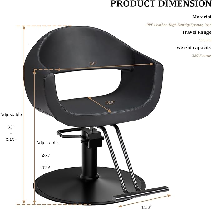 OmySalon Barber Chairs for Barbershop Styling Chair, Salon Chair for Hair Stylist, Heavy Duty Hydraulic Pump, 360°Swivel with Footrest, Hairdressing Home Beauty Spa Equipment