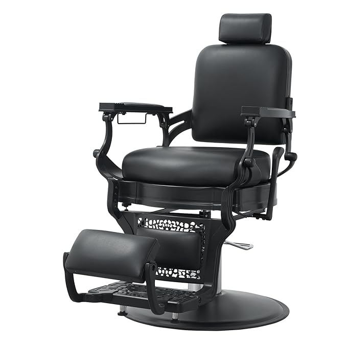 Barber Chair Hair Salon Chair,Heavy Duty 700 LBS, for Hair Stylist Barber Beauty Tattoo Massage(Black Square)