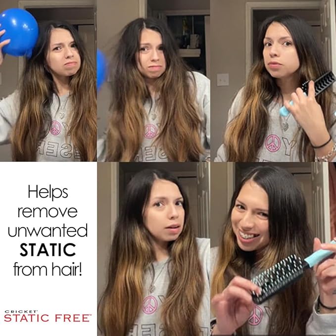 Cricket Static Free Fast Flo Color Vent Hair Brush - Quick and Blow Drying, Detangling, and Frizz-Free Styling - Anti-Static Bristles, Ideal for All Hair Types, Party Pleaser (Yellow)