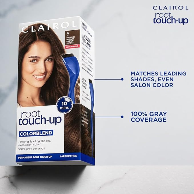 Clairol Root Touch-Up by Nice'n Easy Permanent Hair Dye, 4 Dark Brown Hair Color, Pack of 1