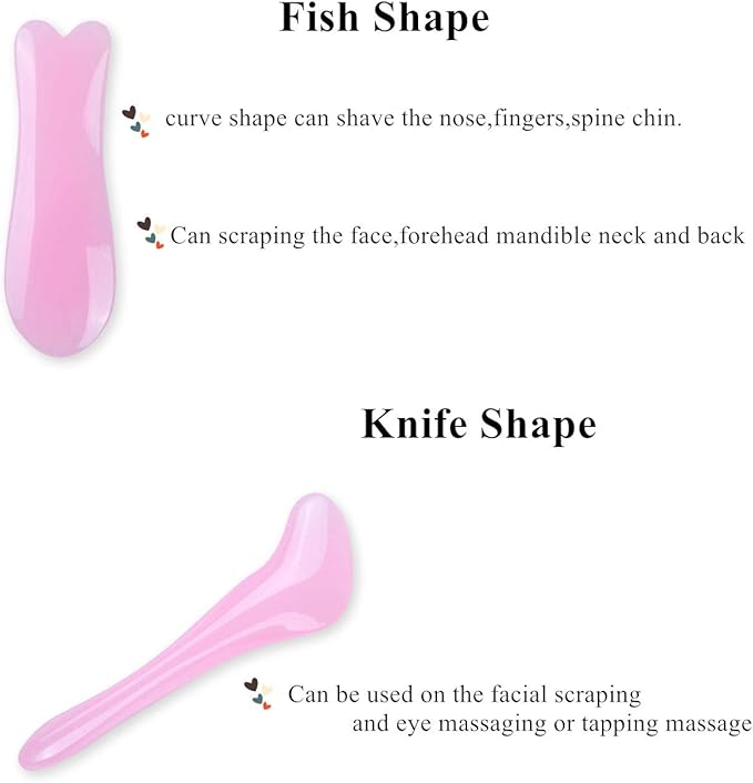 7 Pieces Gua Sha Scraping Massage Tool,Natural Resin GuaSha Tool Massage Tools Set for Face Back and Neck Release,Reduce Muscle Pain,with Storage Bag (Pink)