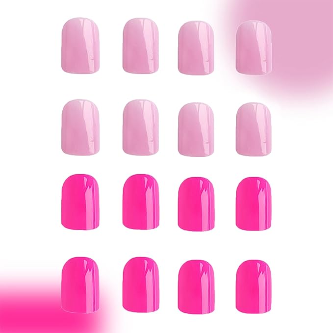 4 Packs 96Pcs Square Press on Nails Short Solid Fake Nails Glossy Shiny Acrylic False Nails Full Cover, Glue Stick On Nails for Women's Manicure
