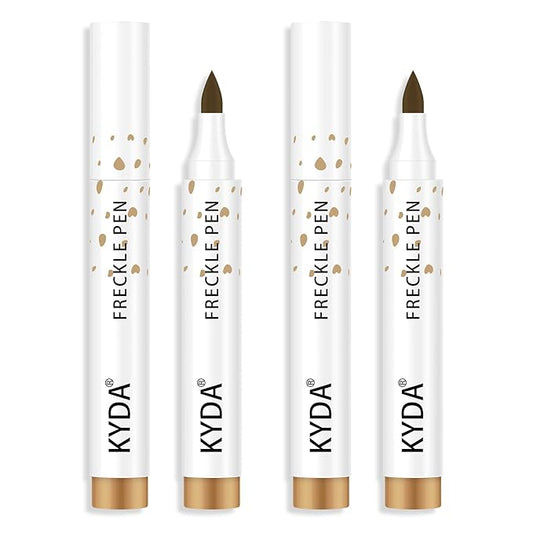 KYDA 2 Pcs Freckle Makeup Pen, Natural Lifelike Freckle Makeup Pen Magic Color, Waterproof Longlasting Soft Dot Sopt, for Natural Effortless Sunkissed Make up-Light Brown