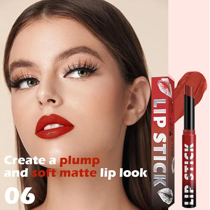 Orange Red Matte Lipstick for Women, Long Lasting Waterproof Transfer-Proof Vegan, 24 Hours Moisturizing Glossy Shine Lip Gloss, Lipstick Palette Beauty Products Makeup All-Day Formula A06#