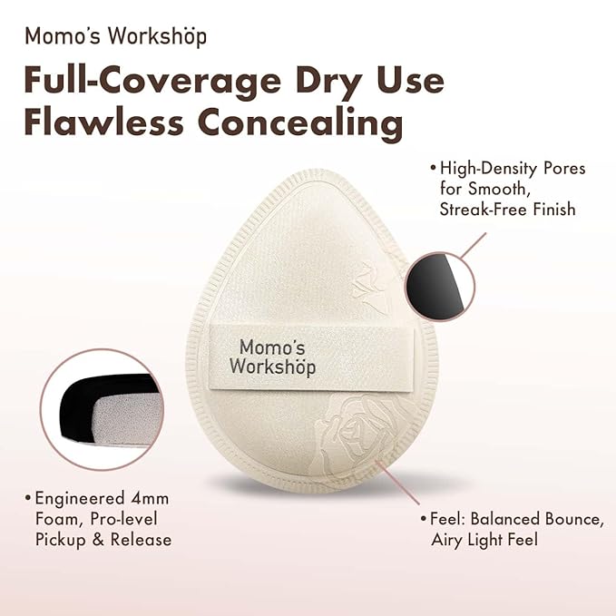 Satin White Egg Makeup Sponge,Firm Bounce Rubycell,Cushion Sponge with Wide PU Leather for Quick-Dry/Full Coverage Foundations, Cosmetic Puff,2pcs Beauty Puffs&Storage Case