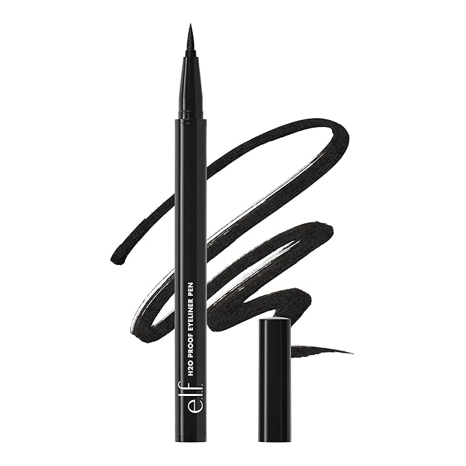 e.l.f. H2O Proof Eyeliner Pen, Felt Tip, Waterproof, Long-Lasting, High-Pigmented Liner For Bold Looks, Vegan & Cruelty-Free, Jet Black. 0.02 Fl Oz