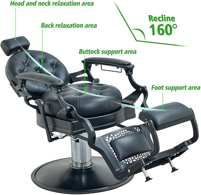 Antlu Barber Chair Salon Chair Hair Stylist, Vintage Heavy Duty 700lbs Hair Styling Chairs for Tattoo Barbershop Beauty Massage Tattoo (Black)