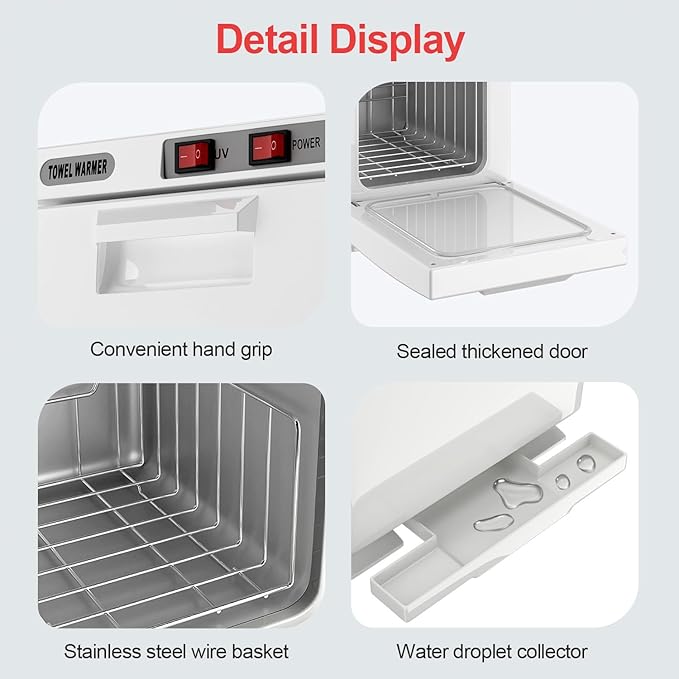 Hot Towel Warmer, 5L Towel Warmer Cabinet, Mini All-Around Fast Heating Machine with Stainless Steel Racks, Professional Towel Heater for Spa, Salon, Beauty, Barber, Massage, Gym, Home, White