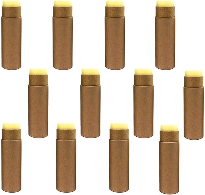 12 Pcs 0.3 Oz Paperboard Lip Balm Tubes 10ml Empty Cardboard Krafts Tubes Lipstick Tube Refillable Lip Gloss Container Solid Perfume Tubes Chapstick Container for DIY Cosmetic Samples Deodorant(Brown)