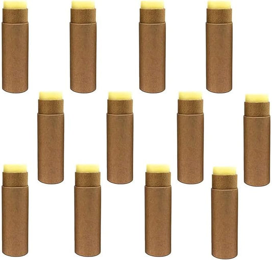 12 Pcs 0.3 Oz Paperboard Lip Balm Tubes 10ml Empty Cardboard Krafts Tubes Lipstick Tube Refillable Lip Gloss Container Solid Perfume Tubes Chapstick Container for DIY Cosmetic Samples Deodorant(Brown)