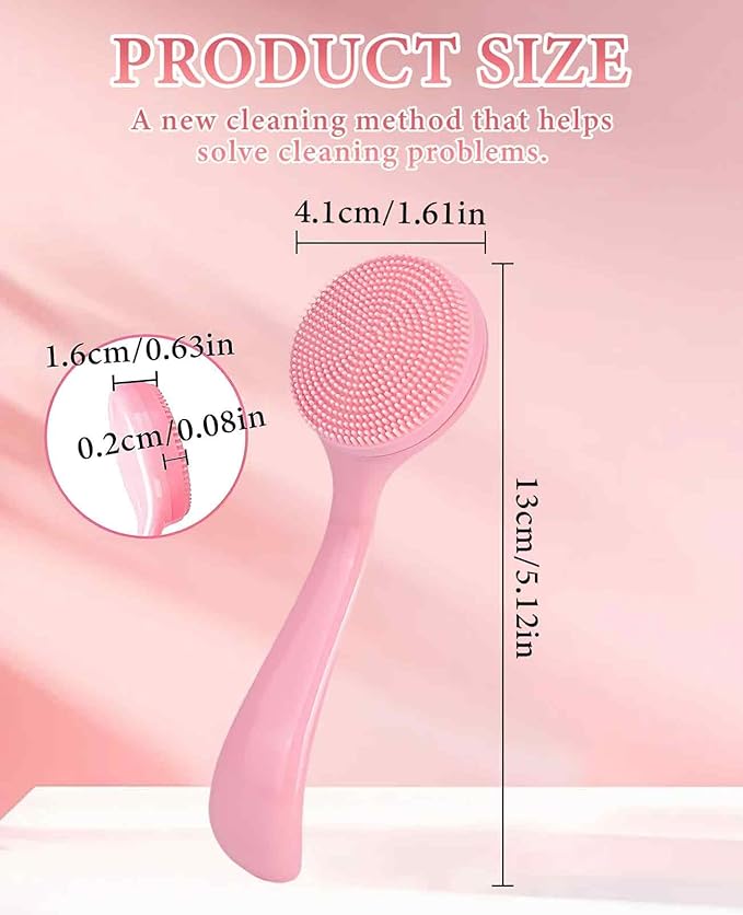 6 Pack Silicone Face Brush, Soft Facial Friendly Skin Cleansing Scrub Scrubber with Wand for Blackheads Exfoliating