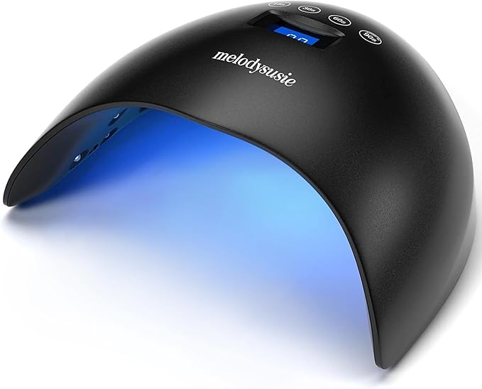 MelodySusie 48W LED UV Nail Lamp - Black, Energy Efficient, 365nm-405nm Wavelength, Compatible with Most Gels, 4 Timer Settings, Infrared Sensor, User-friendly Design, Widely Applications