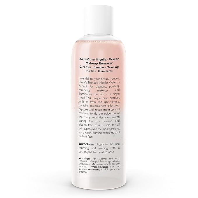 OMIC Biphasic Micellar Water - 4 oz / 118ml - All-in-1 Gentle Makeup Remover & Cleanser - Hydrating Facial Cleanser, Makeup Remover with Hyaluronic Acid and Green Tea Extract for All Skin Types