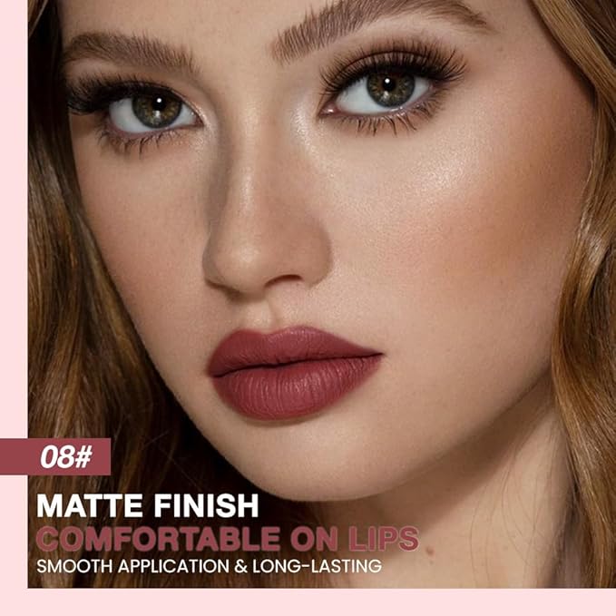 evpct Mauve Red Matte Creamy Retractable Lip Liner Pencils for Shaping & Sculpting Lips, Lip Pencils for Women Long Lasting Waterproof Rich Lip Colors Liner Crayon Lipstick delineador de labios 08