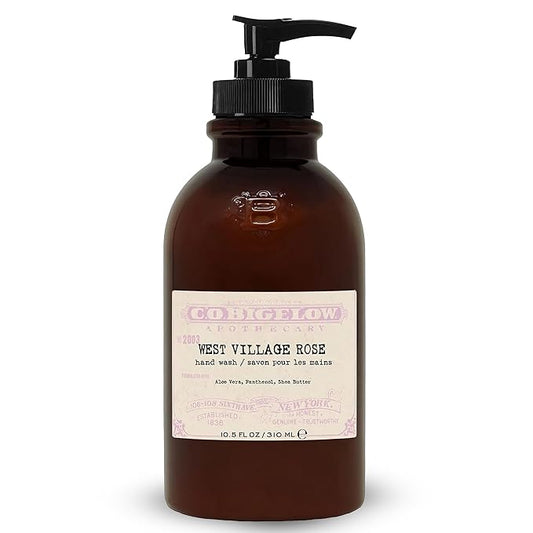 C.O. Bigelow West Village Rose Hand Wash, Iconic Collection Liquid Hand Soap with Shea Butter, Glycerin, Aloe Vera, 10.5 Fl Oz
