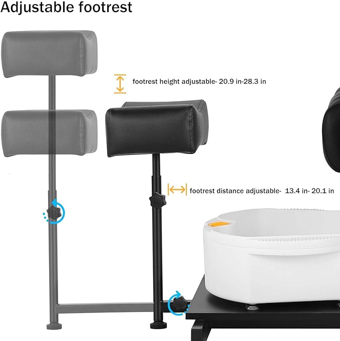 Reclining Pedicure Chair with Foot Massage Basin & Stool, Hydraulic Adjustable Pedicure Chair Station, 360° Rotation Beauty Spa Salon Unit Station Black