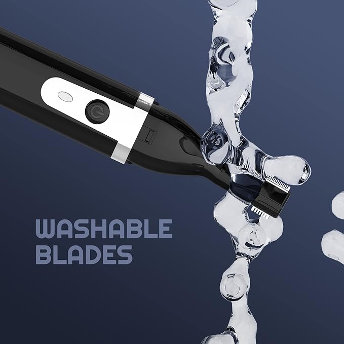 Eyebrow Trimmer Electric Eyebrow Razor for Men, Rechargeable Facial Hair Shaver Painless Detail Trimmer with Rinseable Blade for Face Beard Neck (Black)