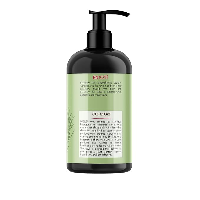 Mielle Organics Rosemary Mint Strengthening Leave In Conditioner for Curly Hair - Hydrating Hair Moisturizer Infused with Biotin to Soften, Protect & Boost Shine (12 Oz)