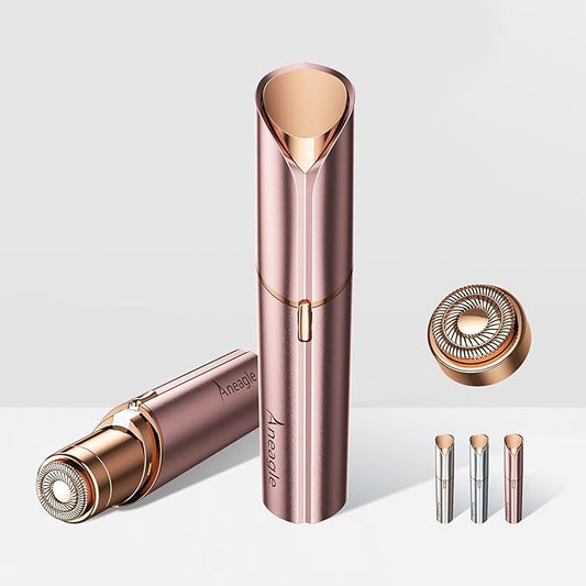 Facial Hair Remover for Women,Painless Hair Shaver Rechargeable with LED Light, Flawless Lady Face Electric Razor,The Great Female Mustache Removal (Rose Pink (with 1 Replacement Heads))
