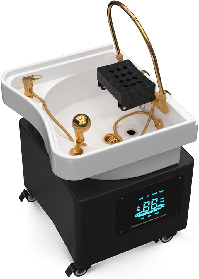 Plumbed-In Head Spa Equipment, Waterfall Head System for Spa Beds, Warm Steam & Hair Wash Sink for Scalp Care and Relaxation in Salons and Health Clubs