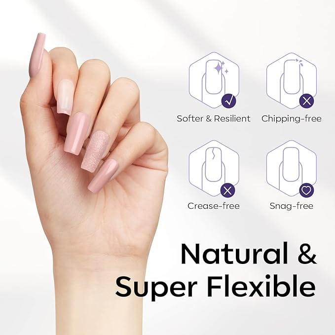 Modelones Medium Square Nail Tips - 510Pcs Fake Nails Gel Tips Pre-shaped Half Matte Full Cover Acrylic Gel Kit Press on Manicure Extension Art DIY Salon 15 Sizes