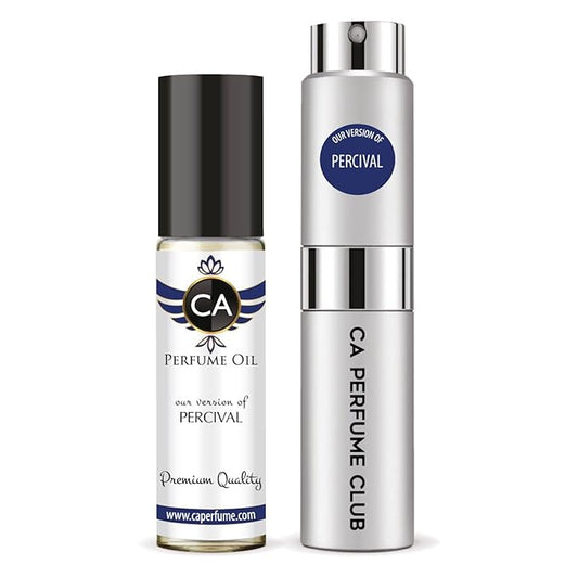 CA Perfume Duo Impression of Percival For Women And Men Perfume Layering Set Long Lasting Travel Size EDP + Body Oil Roll-On Bottle 0.27 Fl Oz+0.33 Fl Oz