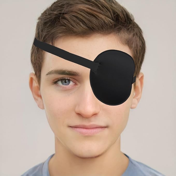 2PCS Eye Patch, Adjustable Eye Patches, Medical Eye Patch, Amblyopia Lazy Eye Patches for Left or Right Eyes, Black