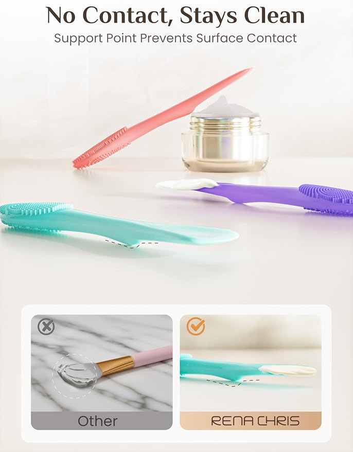 Rena Chris 3 Pcs Silicone Face Scrubber, 3 in 1 Face Mask Applicator & Facial Cleansing Brush, Pore Brush for Exfoliating, Blackhead, Skincare Applicator Tools