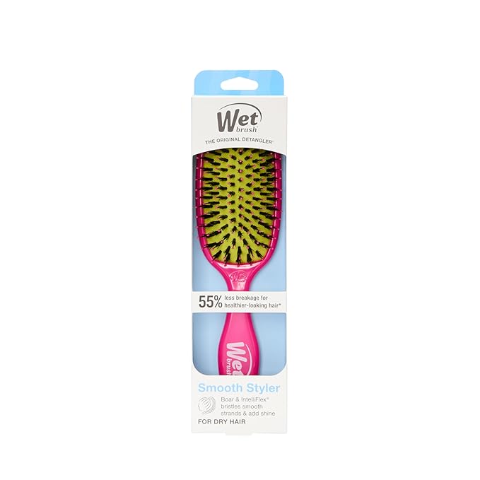 Wet Brush Shine Enhancer Hair Brush, Pink - Exclusive Ultra-soft IntelliFlex Bristles - Natural Boar Bristles Leave Hair Shiny And Smooth For All - For Women, Men, Wet And Dry Hair