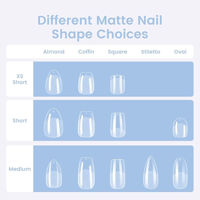 Extra Short Coffin Nail Tips: 504PCS Clear Gel Short Coffin Nails Tips, 12Sizes Full Cover Acrylic Pre-shaped Press on Fake Nail Tips for Nail Extension Home DIY Manicure